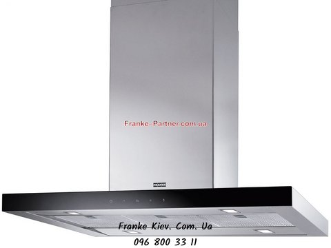 Franke-Partner.com.ua ➦  Островная кухонная вытяжка Franke Crystal FCR 925 I BK XS LED0 (325.0518.709) нерж. сталь / чёрное стекло