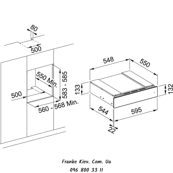 Franke-Partner.com.ua ➦  Висувний термостатичний ящик для підігріву посуду Franke Mythos FMY 14 DRW BK (131.0640.710) колір чорний