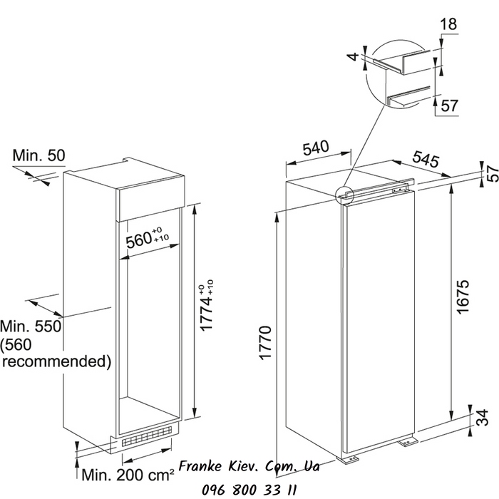 🟥 Встраиваемая морозильная камера Franke FSDF 330 NF NE E (118.0696.720) инверторный компрессор