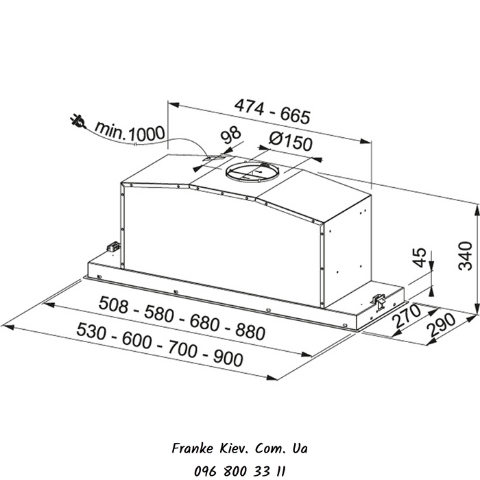 Franke-Partner.com.ua ➦  Кухонная вытяжка Franke BOX PLUS FLUSH FBI FLUSH 602 XS (305.0553.926) нерж. сталь