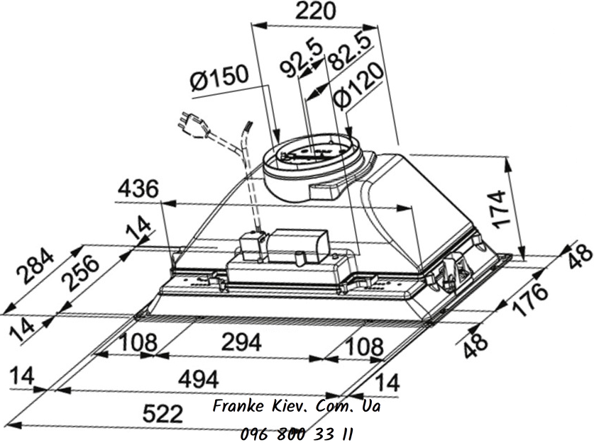 Franke-Partner.com.ua ➦  Кухонная вытяжка Franke Box FBI 532H XS (305.0545.451) нерж. сталь полированнаявстраиваемая полностью, 52 см