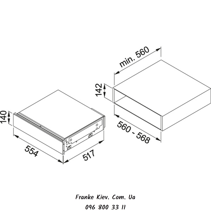 Franke-Partner.com.ua ➦  Висувна термостатична шухляда для підігріву посуду Frames by Franke DRW FS 14 BK, колір чорний
