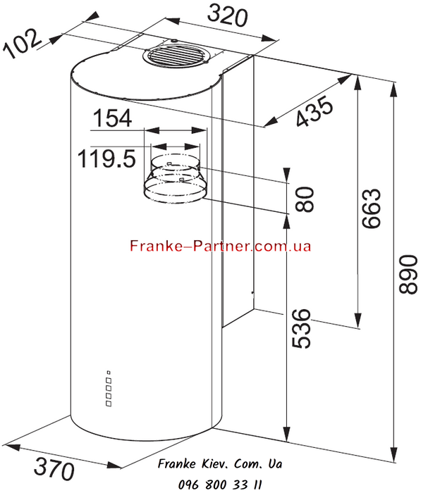 Franke-Partner.com.ua ➦  Кухонна витяжка Franke Turn FTU 3805 XS LED0 (335.0518.748) нерж. сталь