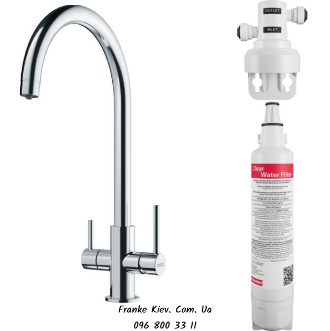 Franke-Partner.com.ua ➦  Кухонний змішувач з фільтром питної води Franke Lina Clear Water (160.0702.660) Хром