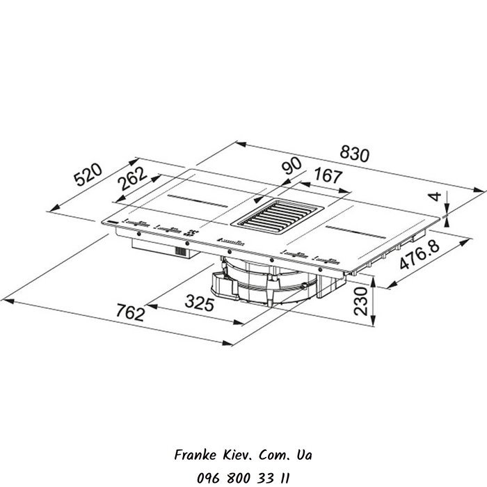 Franke-Partner.com.ua ➦  Кухонная вытяжка интегрированная в индукционную варочную поверхность Franke Mythos FMY 839 HI 2.0 (340.0597.249) чёрное стекло